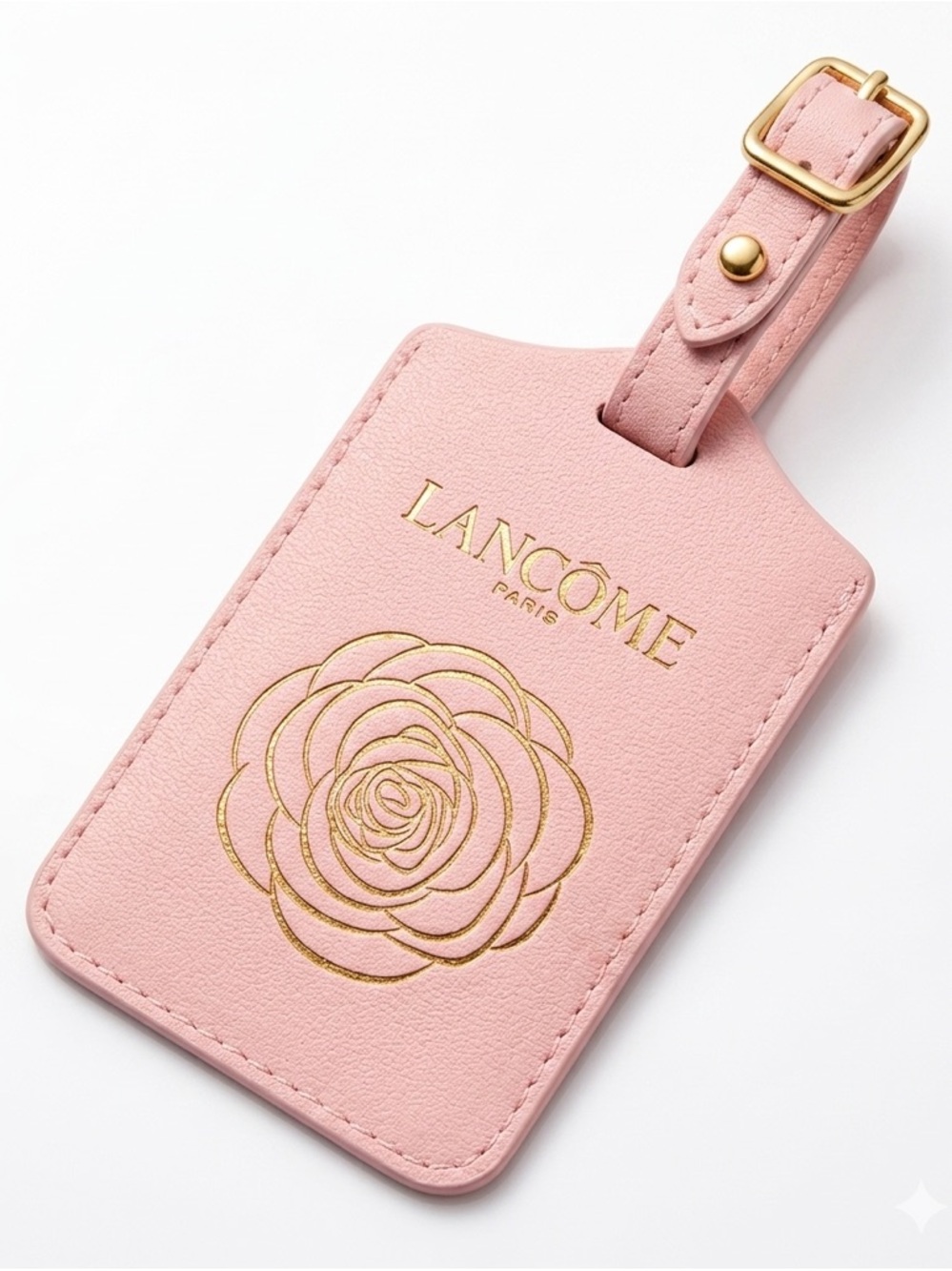 Lancome Pink Luggage Tags with Gold Rose Accents